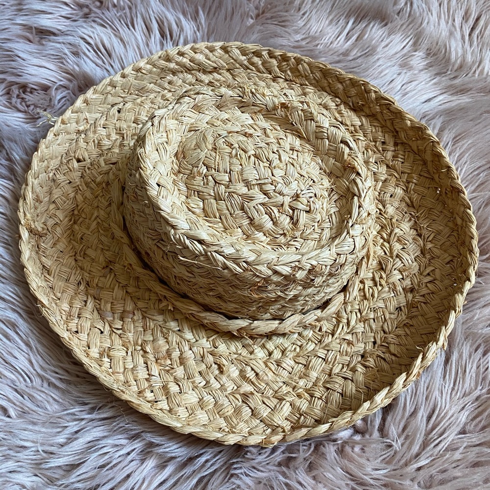 VINTAGE Straw Boater Hat